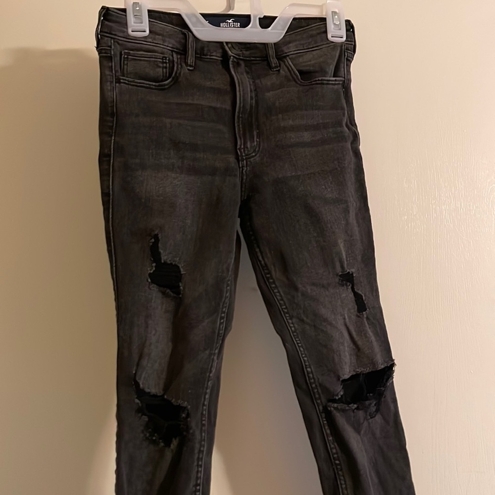FADED BLACK DENIM HIGH RISE SKINNY JEANS